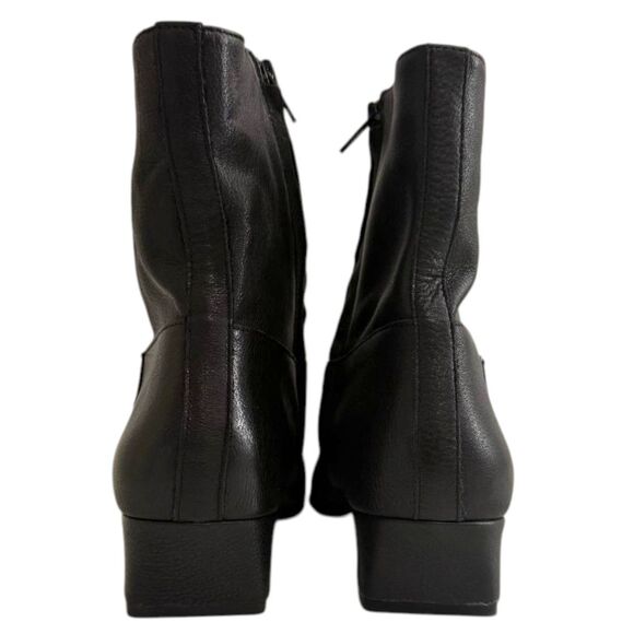 STEVE MADDEN Dusty Block-Heel Square Toe Black Leather Booties, NEW! Size 9 - Picture 6 of 10